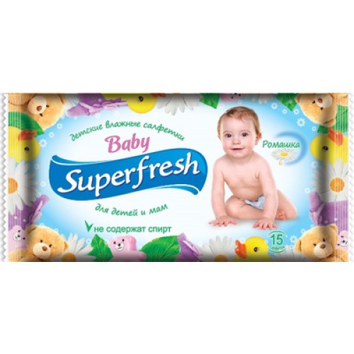 Акція Серветка волога Super Fresh для дітей і мам /15шт