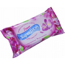 Акція Серветка волога Super Fresh асортимент (Flower, Breeze, виноград) /15шт