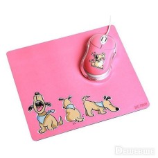 Мишка USB з ковриком Acme MN-06 Dogs біла з малиновим гар30міс