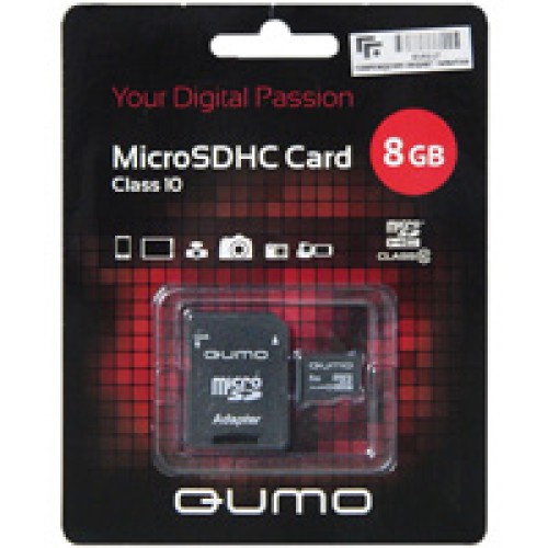 Накопичувач Flash microSD 8Gb Qumo class 10 QM8GMICSDHC10 (+adapter SD)
