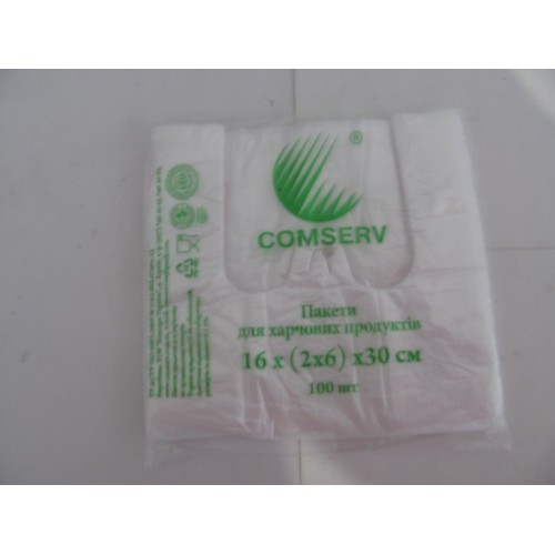 Пакет майка Comserv 16х30 /100шт