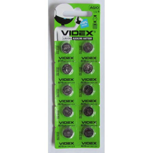 Елем.диск АG10 Videx (LR1130) 1.5v /10шт