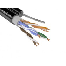 Кабель UTP Cat 5е зовнішній Atcom 4x2x1 0,50mm CU чорний з несущим тросом 1м (11952)