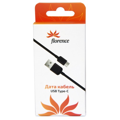 Кабель USB AM /Type-C 0,5м Florence чорний