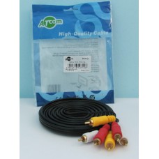 З'єднувач Тюльпан 3RCA-3RCA (жов:черв:білий)3м Atcom 10712 Позолота покращенний