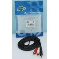 З'єднувач Аудіо папа3,5мм->2xRCA stereo 3m Atcom