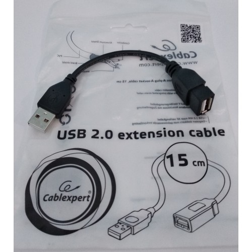 Кабель USB AM /AF 0,15m Gembird CСР-USB2-AMAF-0.15 подовжувач
