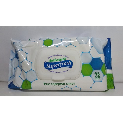 Акція Серветка волога Super Fresh антибактеріальні з клапаном /72шт