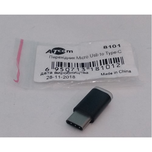 Перехідник USB microUSB to Type-C Atcom 8101