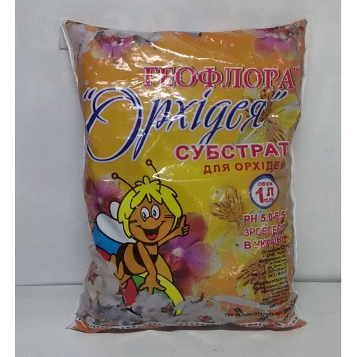 Грунт для орхідей 1л. Геофлора (кора сосни, верховий торф, дерев.вугілля) РН5,0-6,5 /шт
