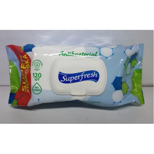 Акція Серветка волога Super Fresh антибактеріальні з клапаном /120шт