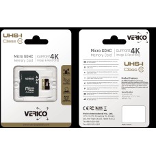 Накопичувач Flash microSD 128Gb Verico class10 +adapter