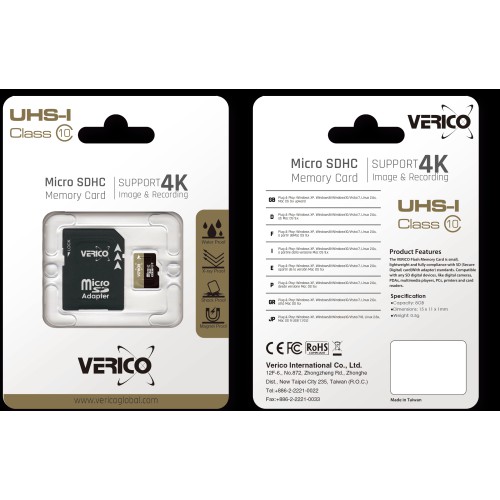 Накопичувач Flash microSD 128Gb Verico class10 +adapter