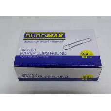 Скріпки канцелярські Buromax ВМ5001 50мм круглі нікельовані /100шт