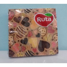 Серветка Рута велика 33х33 двошарова сердце /20шт