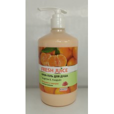 Акція Гель-крем для душу Fresh Juice дозатор мандарин та авапухи масло камелії /750мл