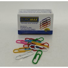 Скріпки канцелярські Buromax ВМ5015 28мм круглі кольорові /100шт