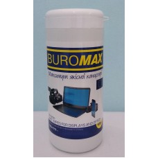 Чистящий засіб салфетки чистящі Buromax BM.0800 для чистки екранів та оптики (13*17см) банка /100шт