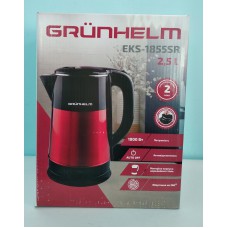 Акція Чайник електричний нержавійка Grunhelm EKS-1855SR 2,5л.1500-1800Вт н /диск (двошаровийкорп.)чорно-червоний