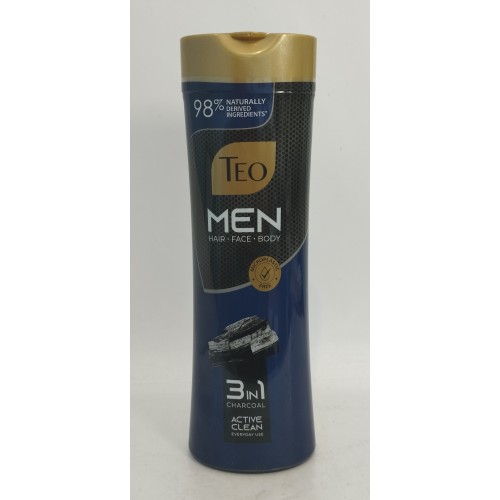 Акція Шампунь Teo Nature 3in1 Men Fresh \ Charcoal для чоловіків (волосся, лице, тіло) /350мл