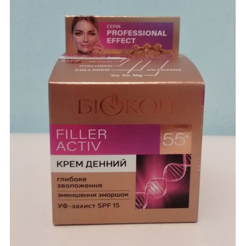 Крем для обличчя Біокон Proff.Effect 55+ денний глибоке зволоження проти зморшок /50мл банка