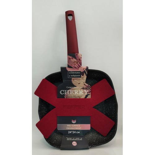 Акція Сковорода-гриль алюм. Pepper PR-2110-24 Cherry покриття Lava-stone 24см*24см без кришки (пресов. алюм, антиприг.покр) /шт