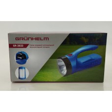 Ліхтар Grunhelm GR-2833 ручний 1W+12LED акумуляторм 800mAh /шт