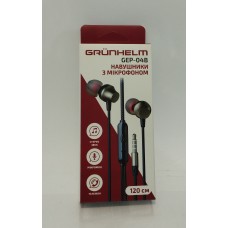 Навушники вакуумні (гарнітура) Grunhelm GEP-04B чорний штир 3,5mm
