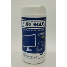 Чистящий засіб салфетки чистящі Buromax BM.0802 для чистки екранів та оптики (13*15см) банка /80шт
