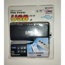 Хаб авторезетки прикурювача In-Car WF-0096 3х12V+USB5V