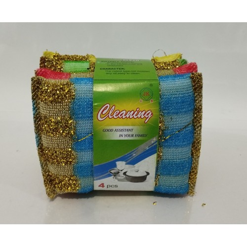 Губка кухонна Jiakang clean пластик люрекс покриття (11x8x1,5) /4шт