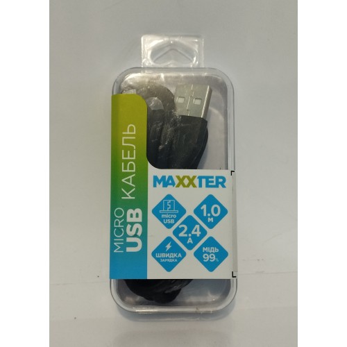 Кабель USB AM /micro USB 1м Maxxter 2.4A UB-M-USB-01BK