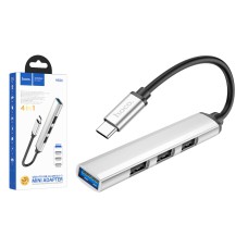 USB2.0 Hub Hoco HB26 Type-C to USB3.0+3*USB2.0 стальний