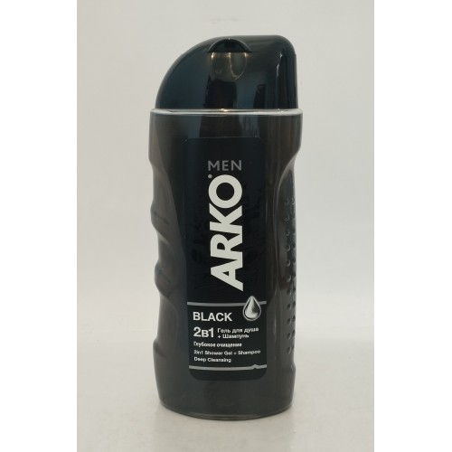 Акція Гель для душу +шампунь чоловічий Arko Blaсk /250мл