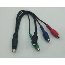 Переход S-video (SVHS 9pin M)-3*RCA (F)+SVHS (4pin M) Тюльпан мама чорний