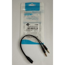 З'єднувач Аудіо мама3,5мм 4pin->2xпапа F 3pin stereo чорний Atcom 0,1м перехідник