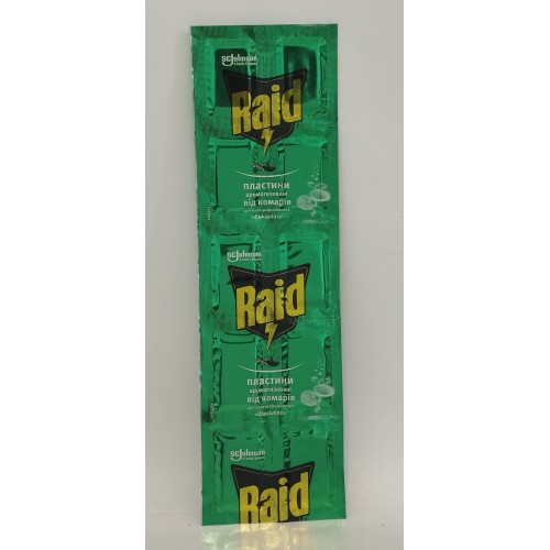 Засіб від комарів пластини для фумігатора Raid Евкаліпт /10шт