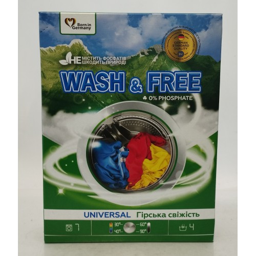 Акція Пральний порошок Wash&Free універсальний Гірська свіжість /400гр (Німечина)
