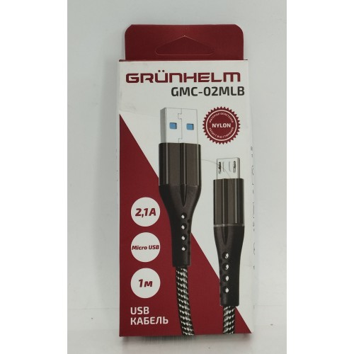 Кабель USB AM /Type-C 1м Grunhelm GMC-02СLB 2,1A чорний нейлон