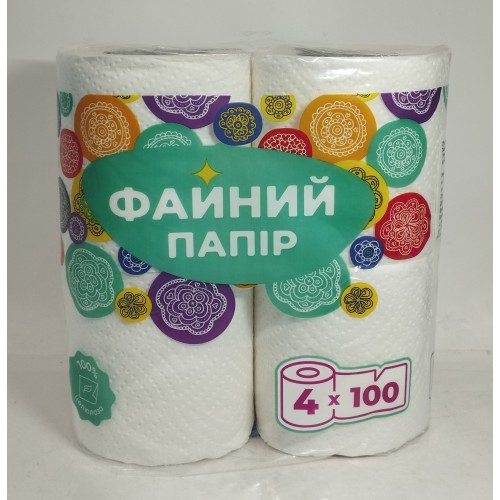 Акція Папір туалетний Файний папір двошаровийбілий /4 шт