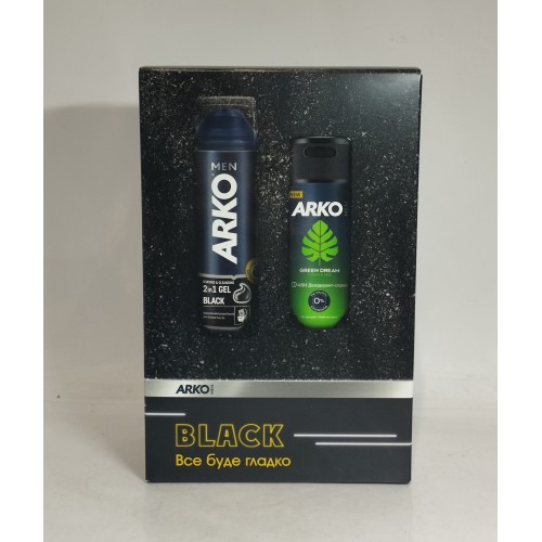 Набір чоловічий Arko black гель для гол 200мл+дез.спрей 150мл