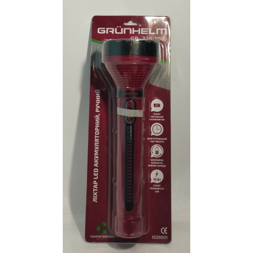 Ліхтар Grunhelm GR-235 ручн. 1W LED акум.850mAh /шт