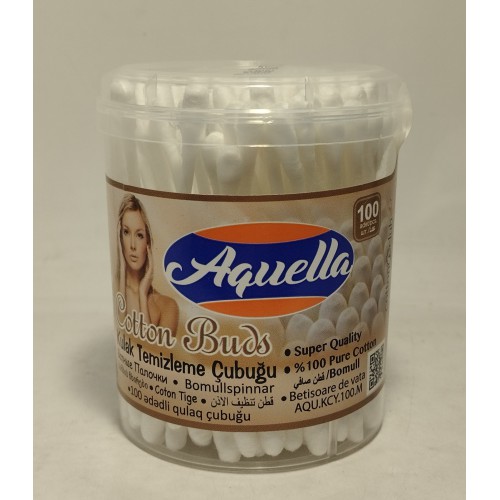 Акція Ватні палички Aquella Cotton кругла коричневий /100шт