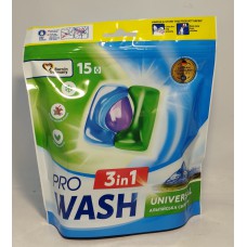 Акція Капсули для прання Pro Wash Universa Альпійська /15шт (ZIP-пакет)