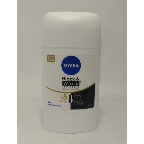 Дезодорант жіночій сухий Nivea Black&whit Гладкий шовк для чорного і білого 50мл
