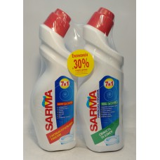 Акція-30% Засіб для туалетів Sarma 7в1 свіжість та блиск 750мл+Sarma 7в1 антибактеріальна /750мл НАБІР 2 шт